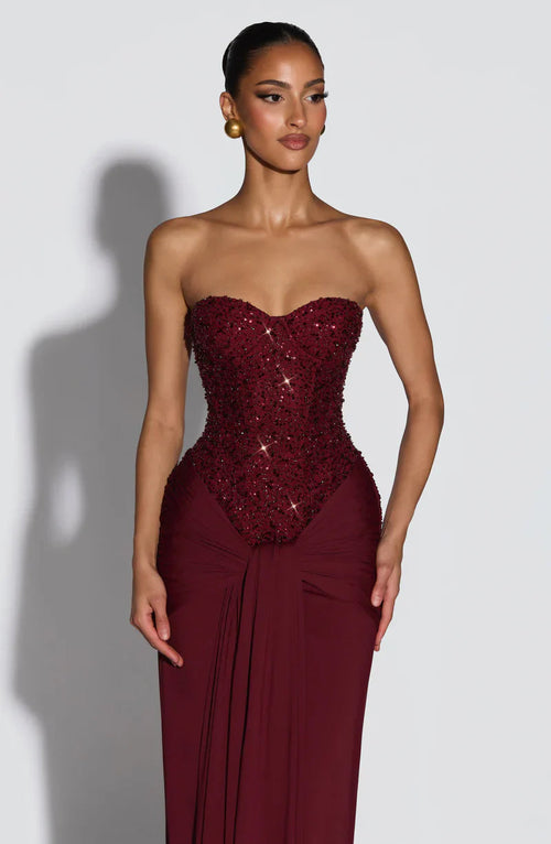 Abendkleid Damen mit corsagenartigem Oberteil und eleganter Drapierung - 2 - Trendlinie