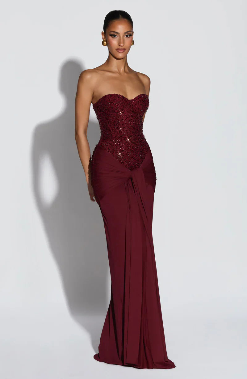 Abendkleid Damen mit corsagenartigem Oberteil und eleganter Drapierung - 3 - Trendlinie