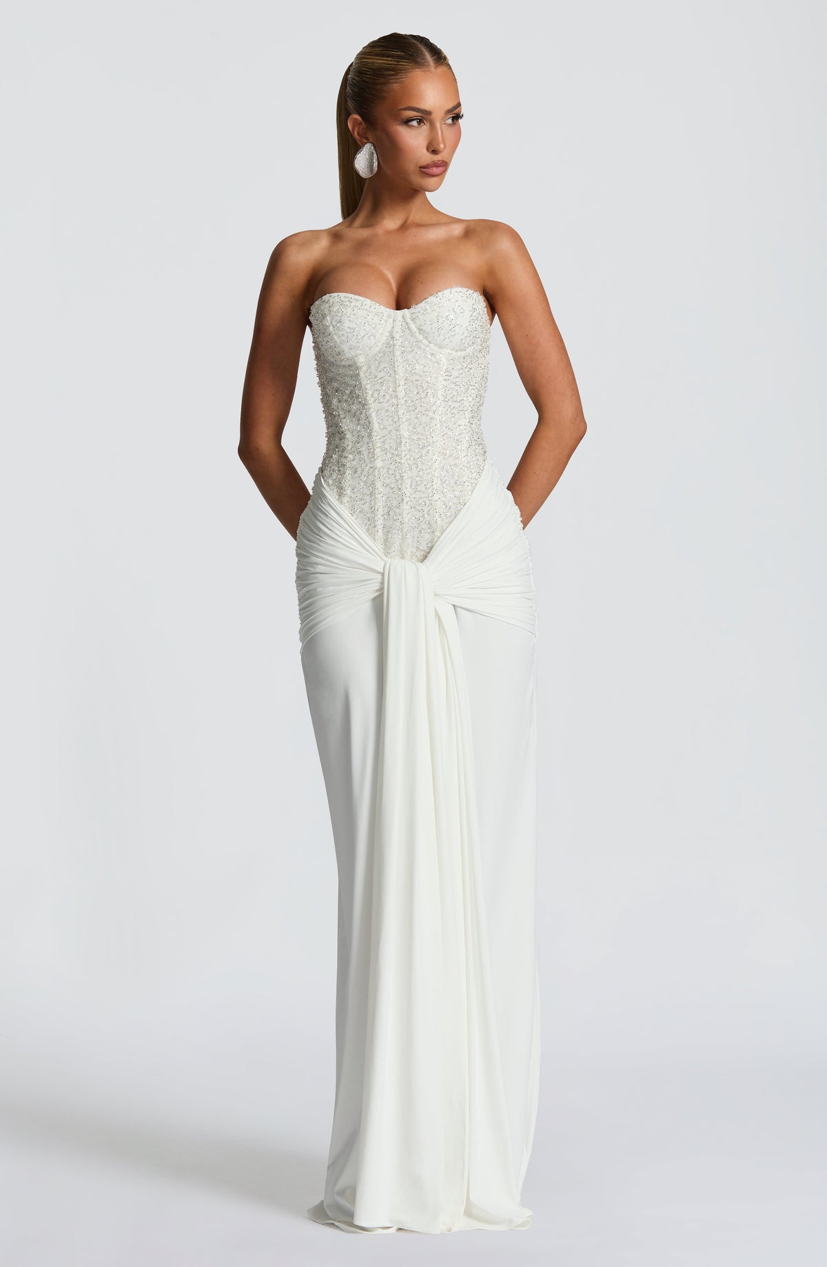 Abendkleid Damen mit corsagenartigem Oberteil und eleganter Drapierung - 5 - Trendlinie