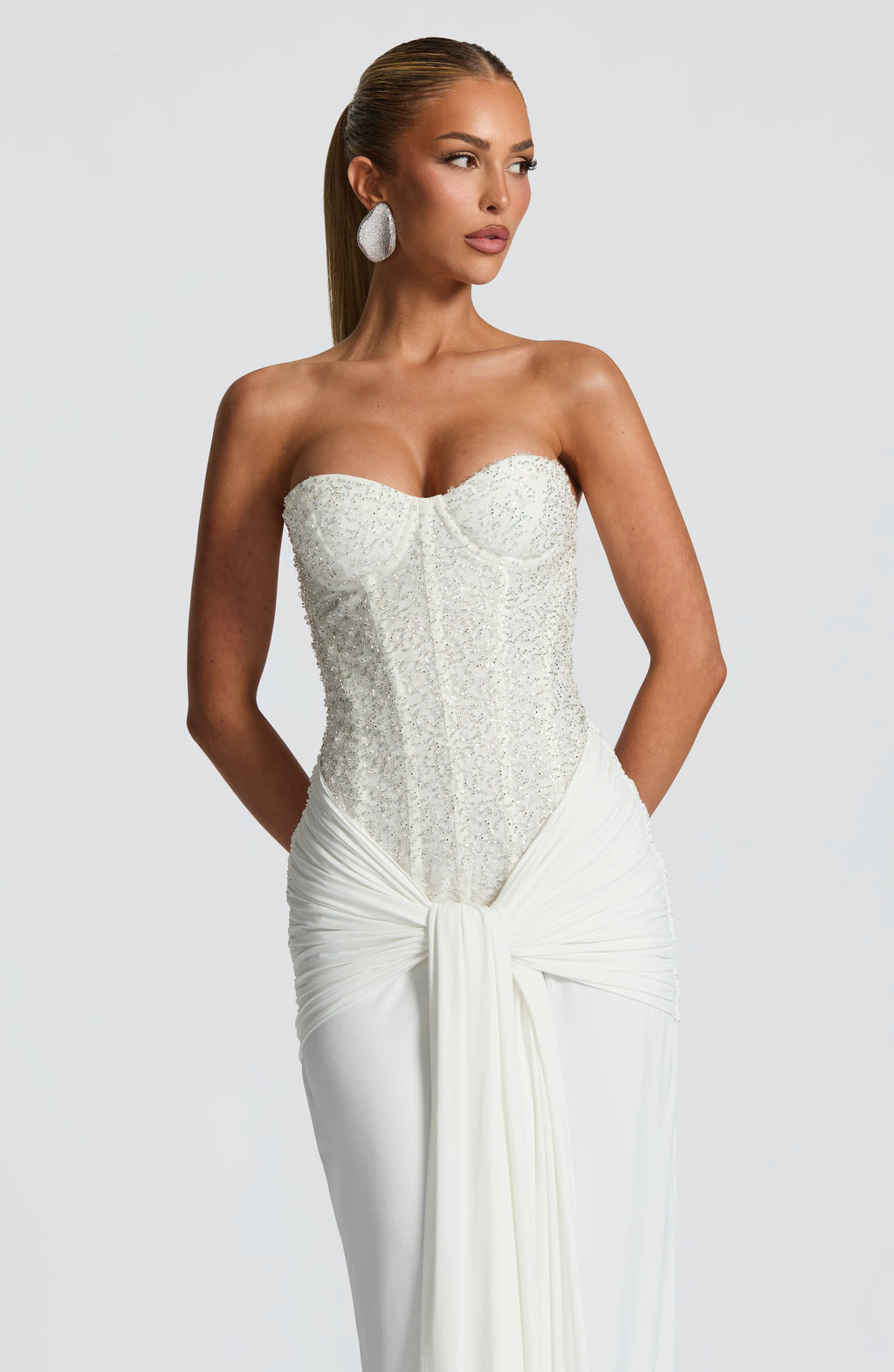 Abendkleid Damen mit corsagenartigem Oberteil und eleganter Drapierung - 7 - Trendlinie