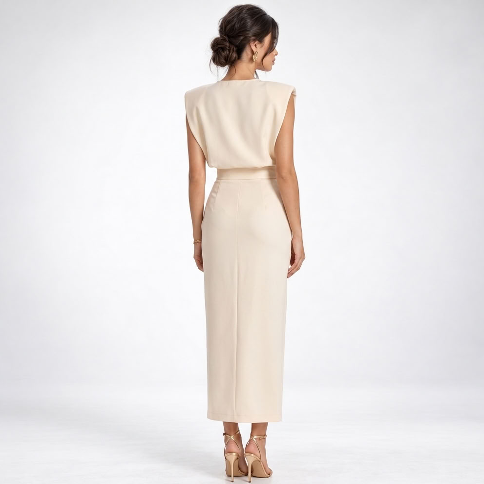 Maxikleid Damen mit tailliertem Schnitt und seitlichem Schlitz - 2 - Trendlinie