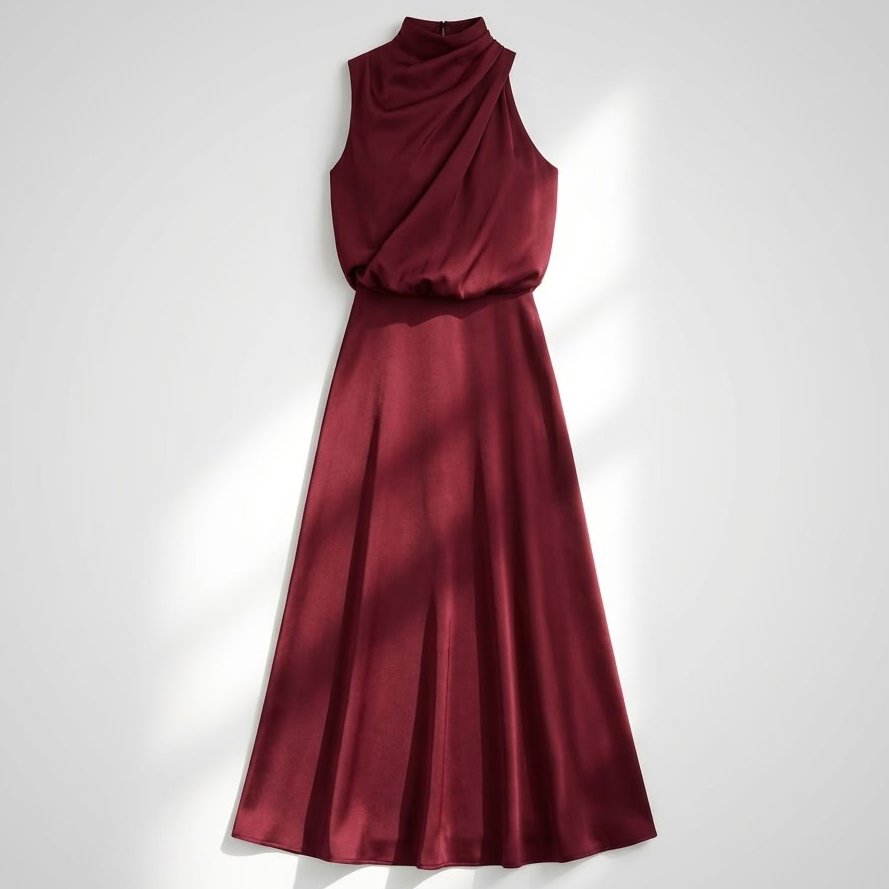 Maxikleid Damen mit hohem Kragen und figurbetontem Schnitt - 4 - Trendlinie