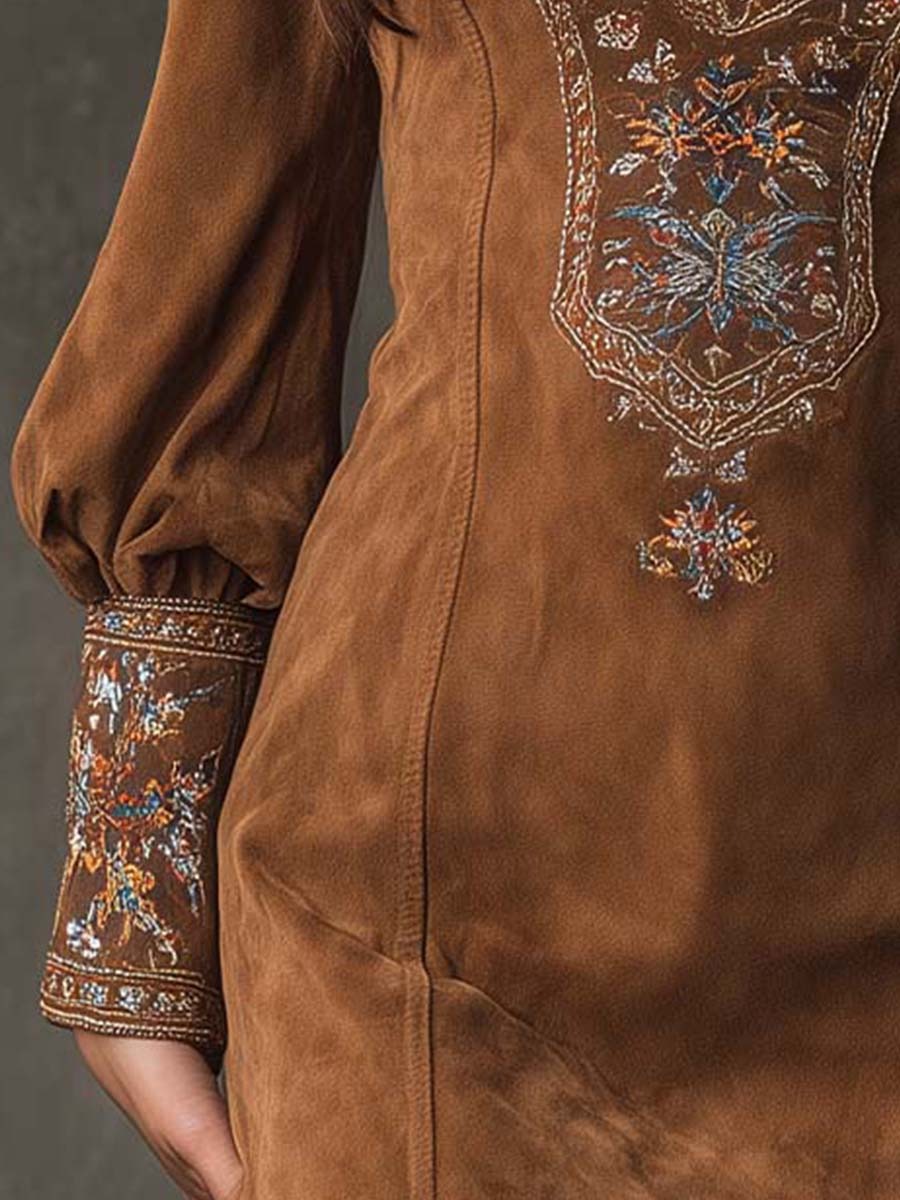 Mini Kleid Damen mit V-Ausschnitt und Puffärmeln, verspieltes Design - 5 - Trendlinie