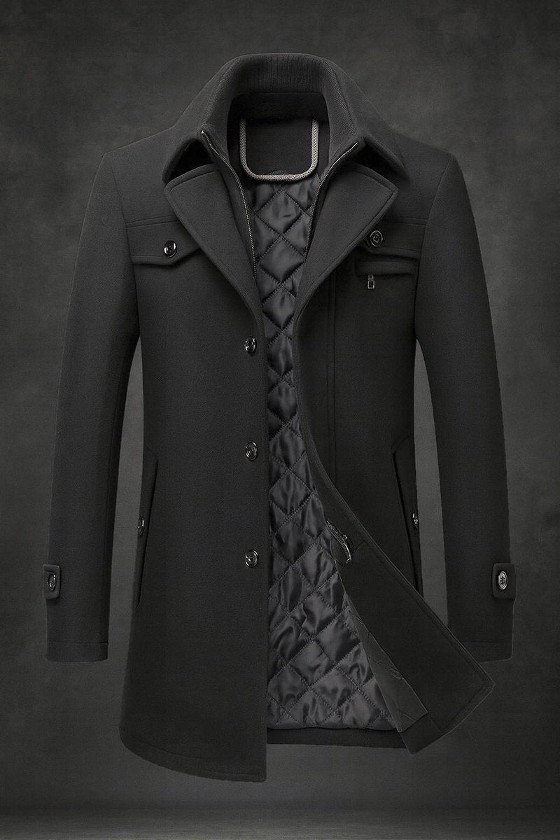 Eleganter Mantel Damen mit Doppelkragen und praktischen Taschen - 4 - Trendlinie