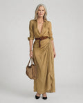 Maxikleid Damen mit Wickelschnitt und Taillengürtel - 1 - Trendlinie