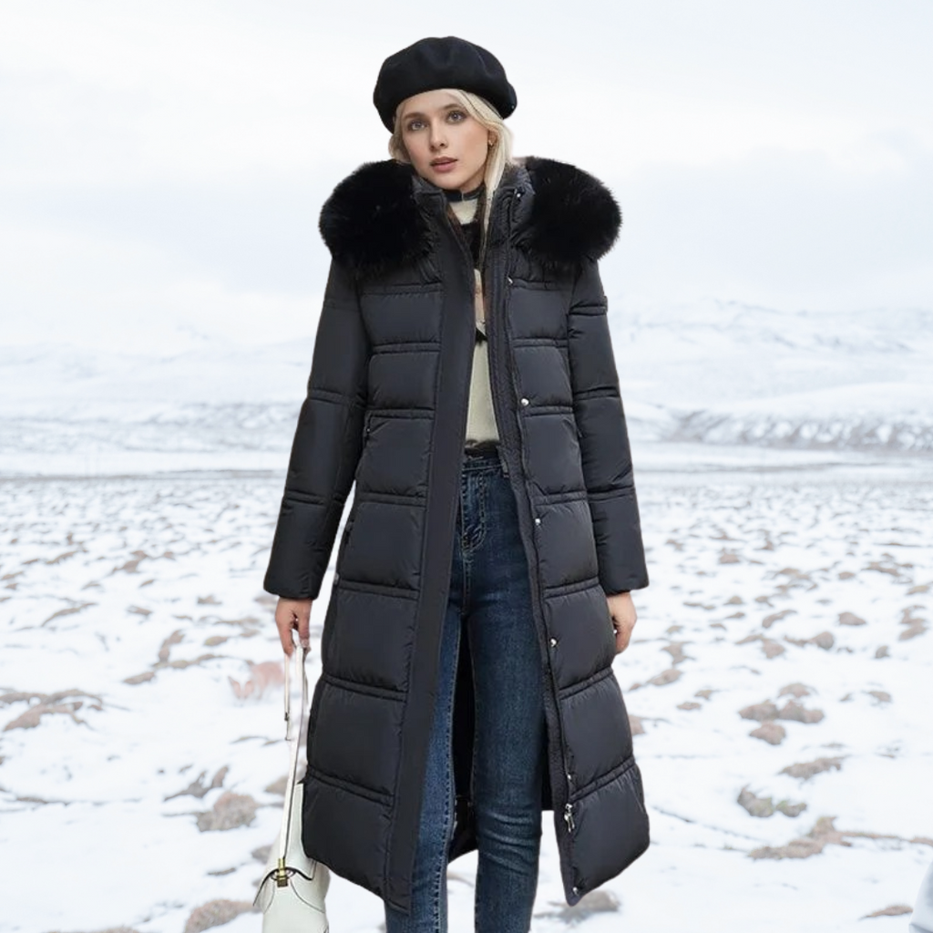 Wintermantel Damen mit Kapuze und langem Schnitt - 1 - Trendlinie