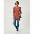 Damen Pullover mit quadratischem Ausschnitt und Knopf-Details - 4 - Trendlinie