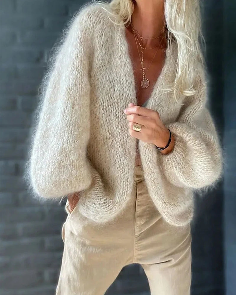 Cardigan Damen mit lässigem Schnitt und voluminösen Ärmeln für entspannte Looks - 1 - Trendlinie