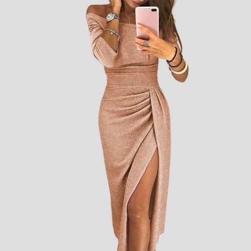Abendkleid Damen mit Wickelschnitt und seitlichem Schlitz für elegante Anlässe - 2 - Trendlinie