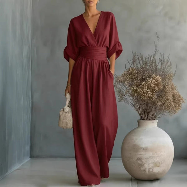 Jumpsuit Damen mit V-Ausschnitt und lässigem Schnitt - 1 - Trendlinie