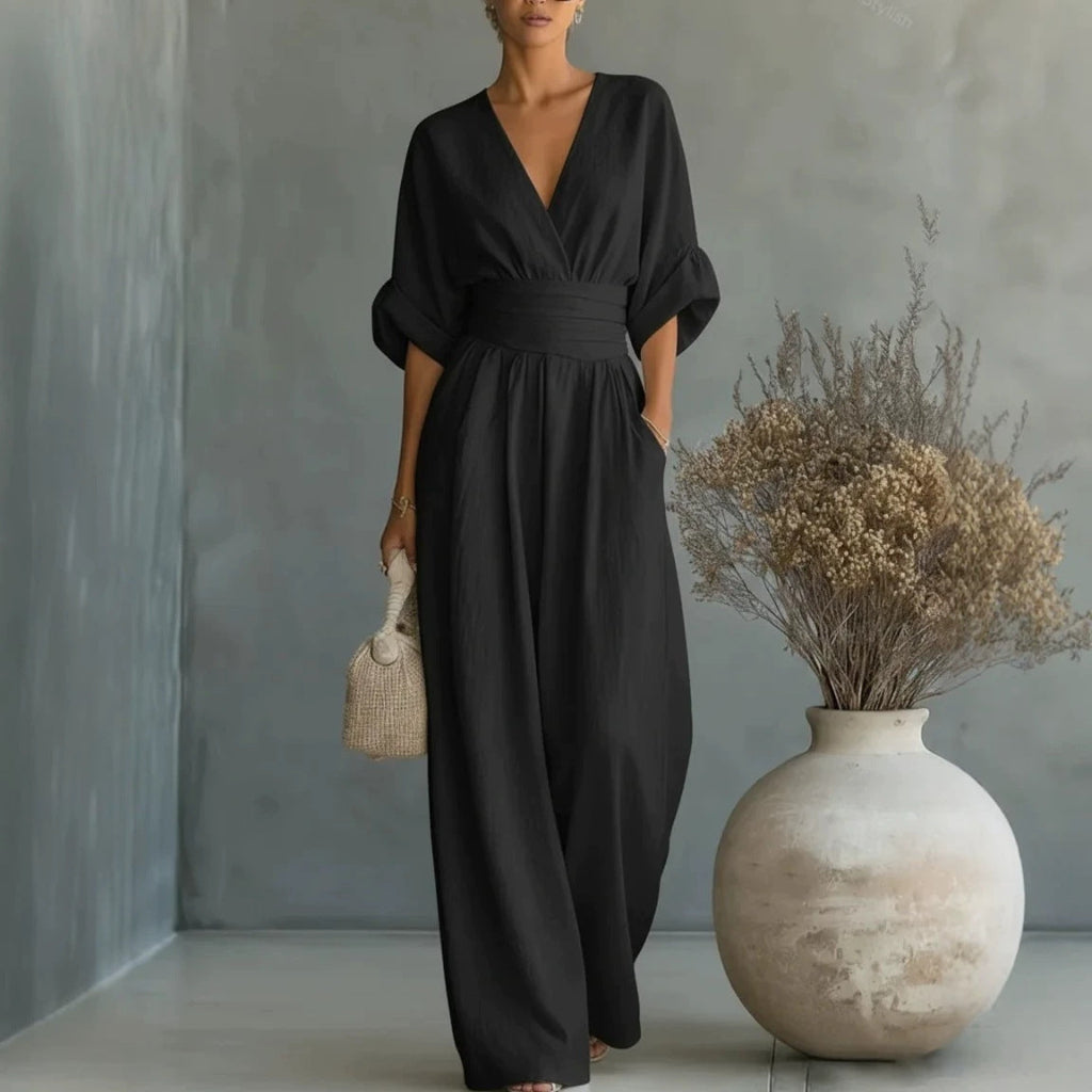 Jumpsuit Damen mit V-Ausschnitt und lässigem Schnitt - 3 - Trendlinie