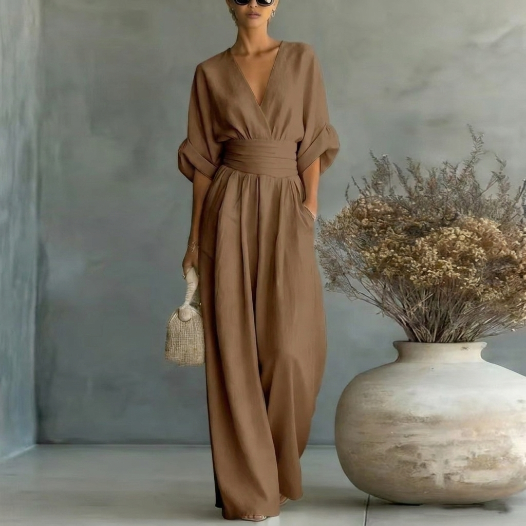 Jumpsuit Damen mit V-Ausschnitt und lässigem Schnitt - 6 - Trendlinie