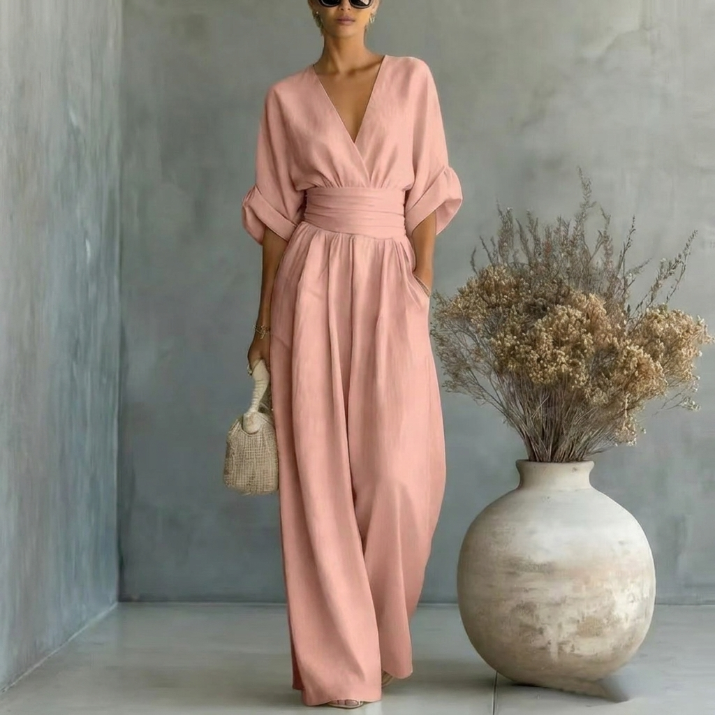 Jumpsuit Damen mit V-Ausschnitt und lässigem Schnitt - 10 - Trendlinie