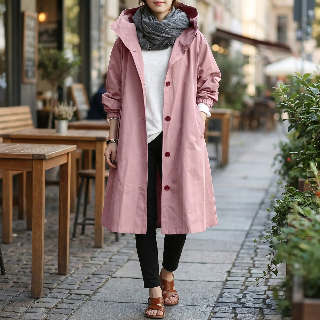 Damen Trenchcoat mit Kapuze – Modischer Schnitt und praktische Knopfleiste - 1 - Trendlinie