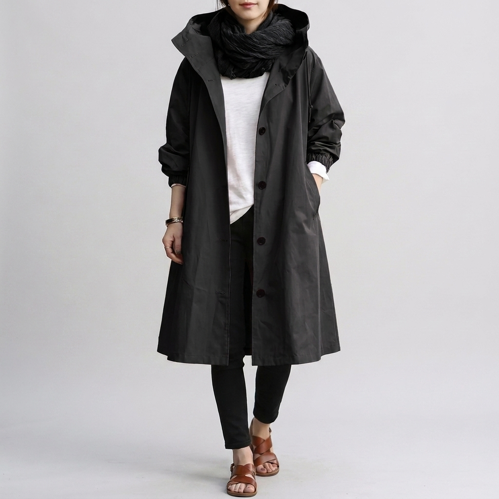 Damen Trenchcoat mit Kapuze – Modischer Schnitt und praktische Knopfleiste - 4 - Trendlinie