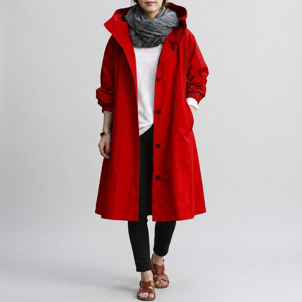 Damen Trenchcoat mit Kapuze – Modischer Schnitt und praktische Knopfleiste - 6 - Trendlinie