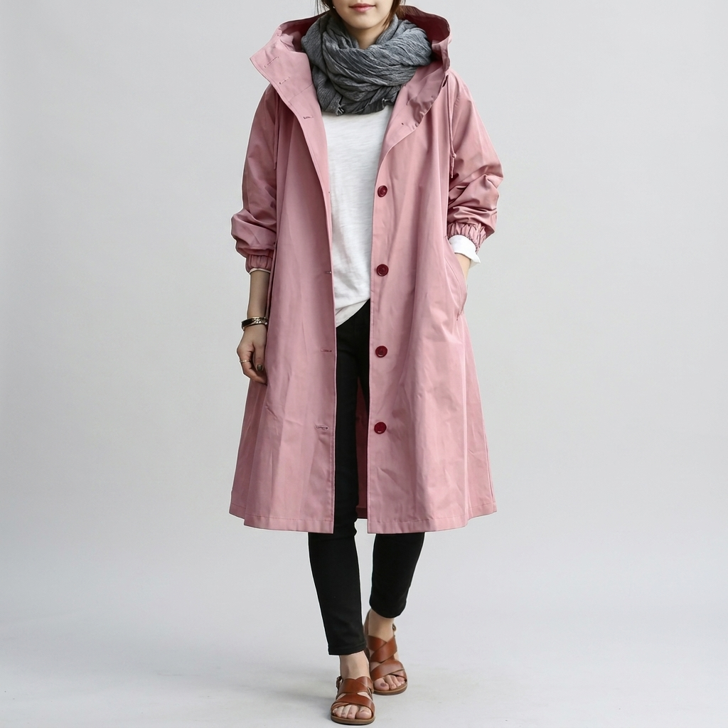 Damen Trenchcoat mit Kapuze – Modischer Schnitt und praktische Knopfleiste - 7 - Trendlinie