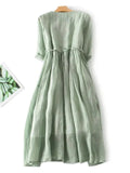 Maxikleid Damen mit Taillengürtel und Rüschendetails - 4 - Trendlinie