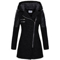 Damen Mantel mit Kapuze und asymmetrischem Reißverschluss - 1 - Trendlinie