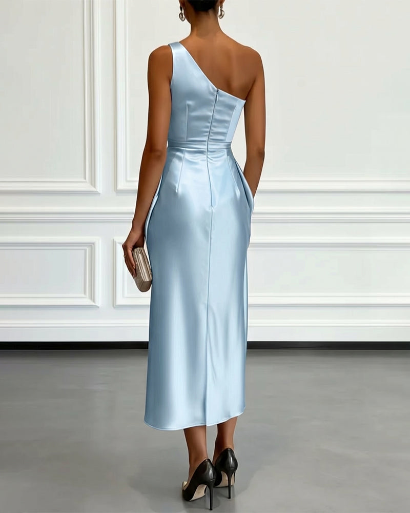 Abendkleid Damen mit asymmetrischem Schnitt und Wickeldesign - 5 - Trendlinie
