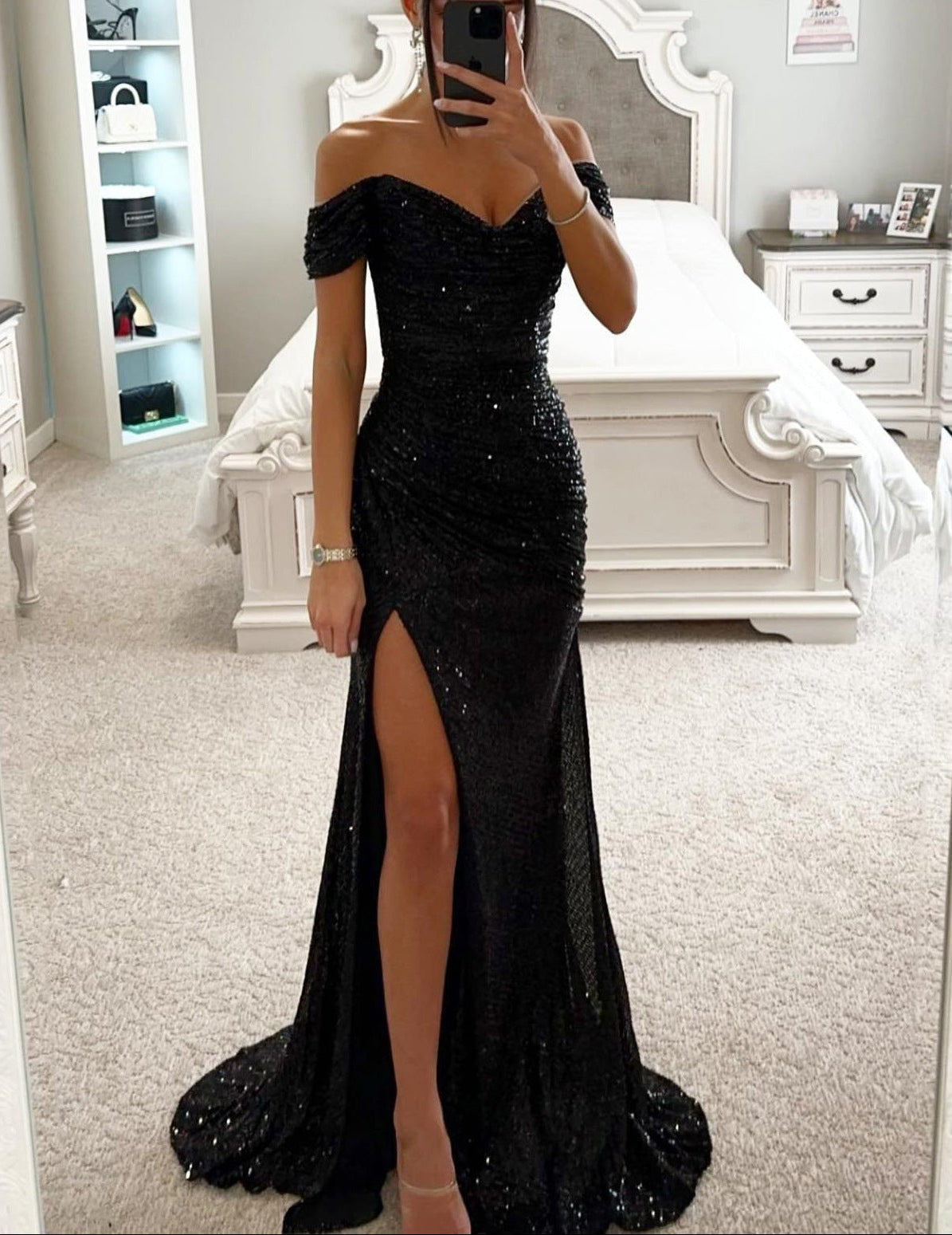 Abendkleid Damen mit schulterfreiem Ausschnitt und Wickelschnitt - 6 - Trendlinie