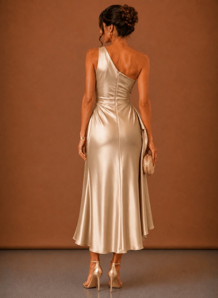 Abendkleid Damen mit asymmetrischem Schnitt und Wickeldetails - 6 - Trendlinie