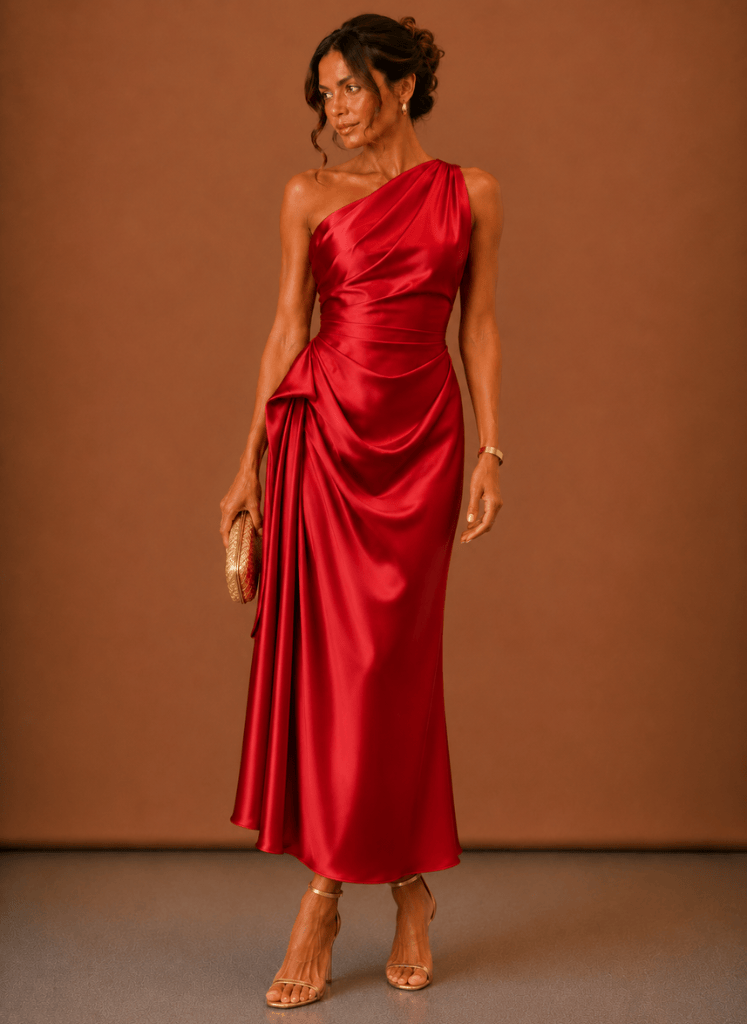 Abendkleid Damen mit asymmetrischem Schnitt und Wickeldetails - 13 - Trendlinie