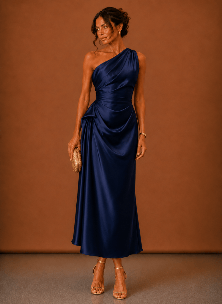 Abendkleid Damen mit asymmetrischem Schnitt und Wickeldetails - 14 - Trendlinie