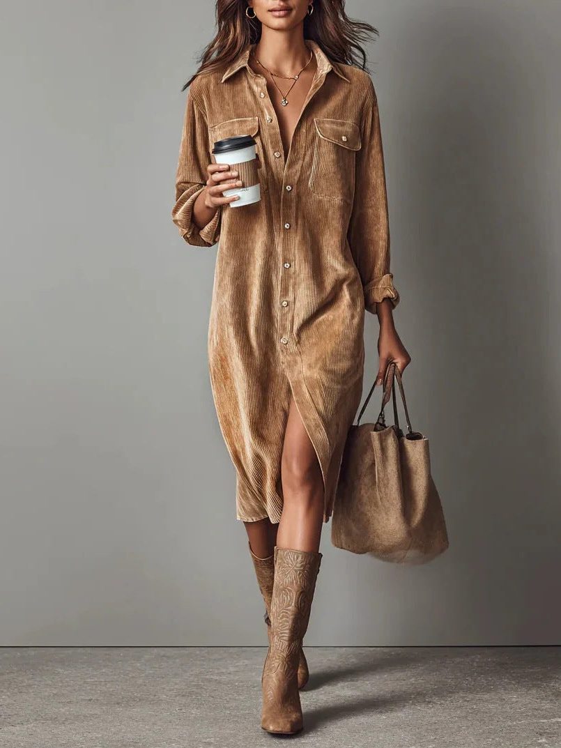 Hemdblusenkleid Damen mit Knopfleiste und seitlichem Schlitz - 4 - Trendlinie