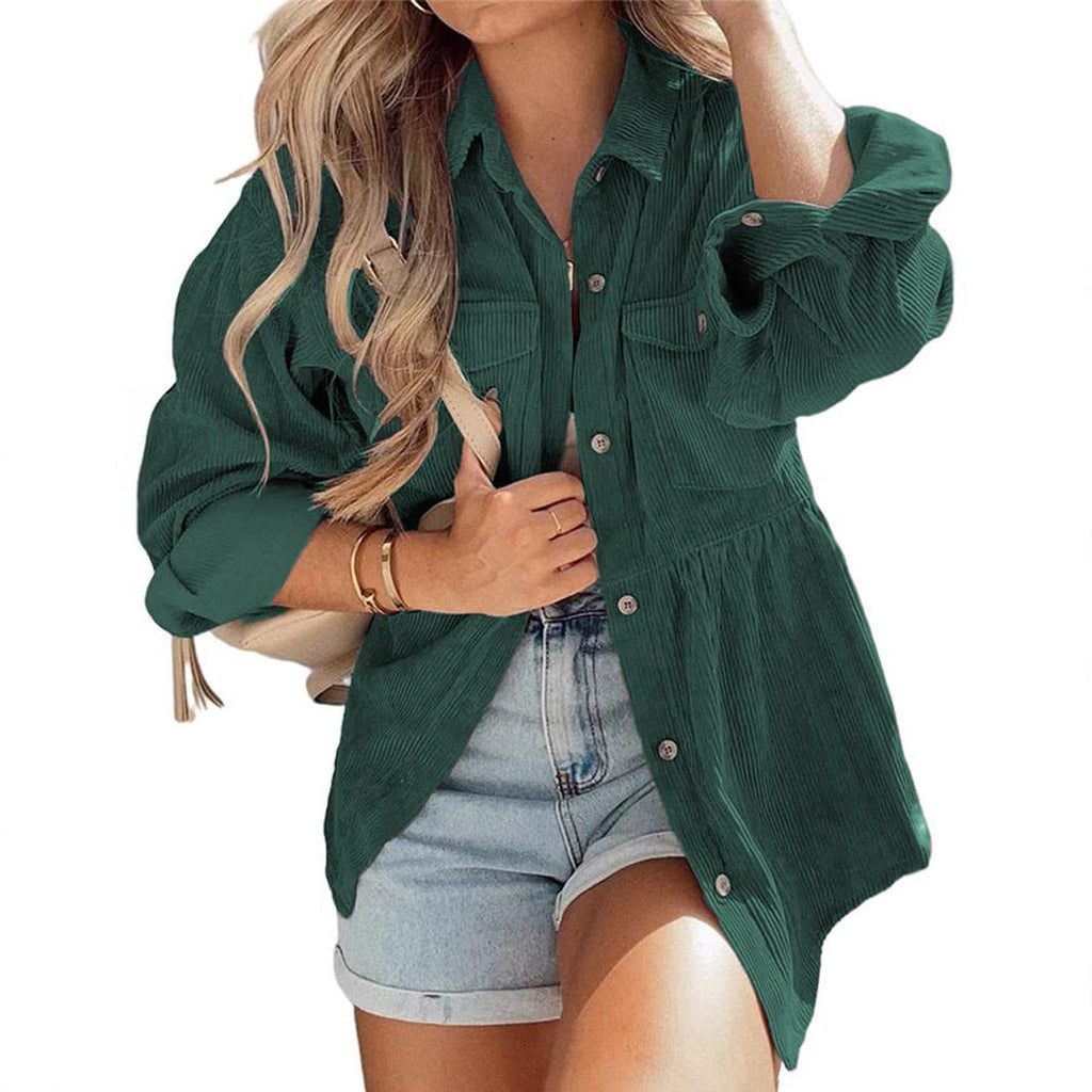 Oversized Hemdbluse Damen mit taillierter Form und Knopfverschluss - 5 - Trendlinie