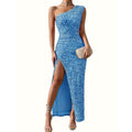 Abendkleid Damen mit asymmetrischem Schnitt und hohem Schlitz - 1 - Trendlinie