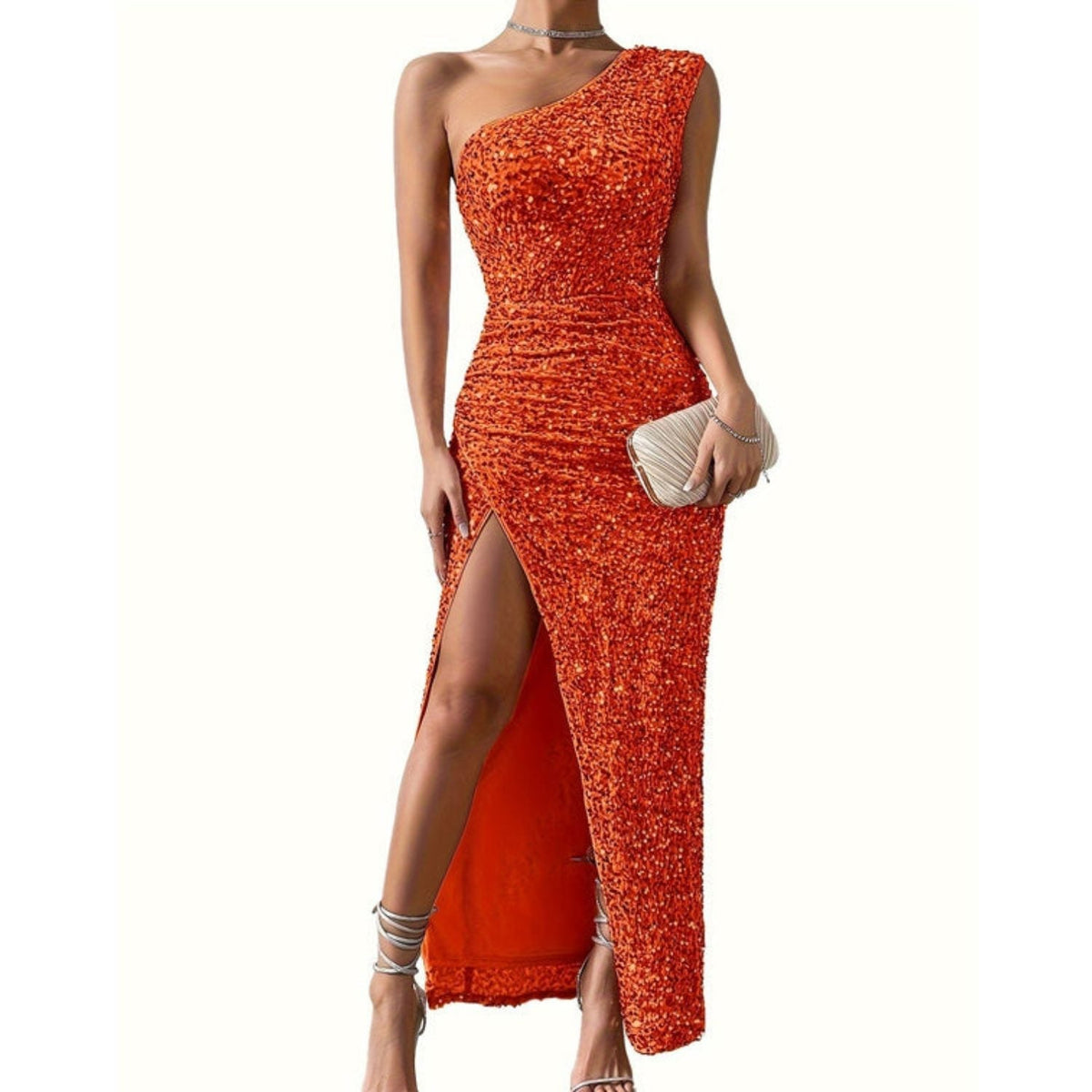 Abendkleid Damen mit asymmetrischem Schnitt und hohem Schlitz - 4 - Trendlinie