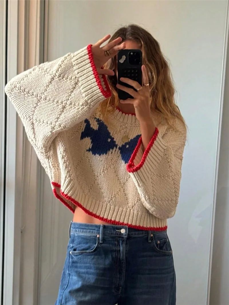 Damen Pullover mit Rundhalsausschnitt und angeschnittenen Ärmeln - 2 - Trendlinie