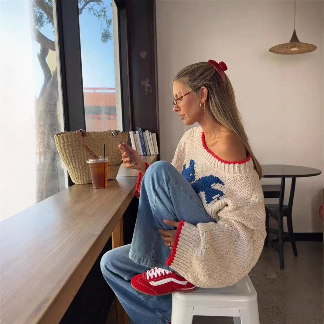 Damen Pullover mit Rundhalsausschnitt und angeschnittenen Ärmeln - 5 - Trendlinie