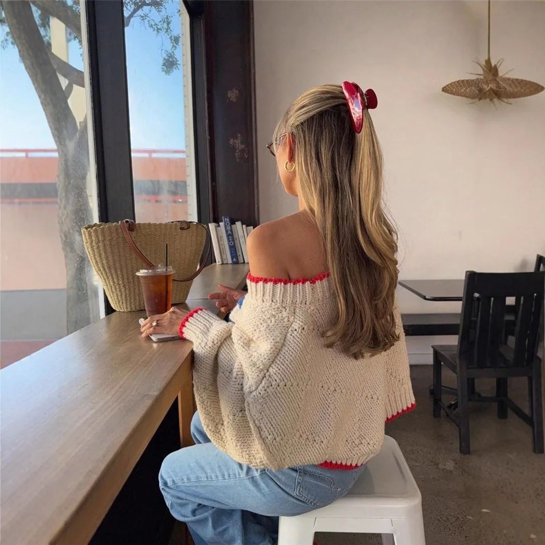Damen Pullover mit Rundhalsausschnitt und angeschnittenen Ärmeln - 6 - Trendlinie