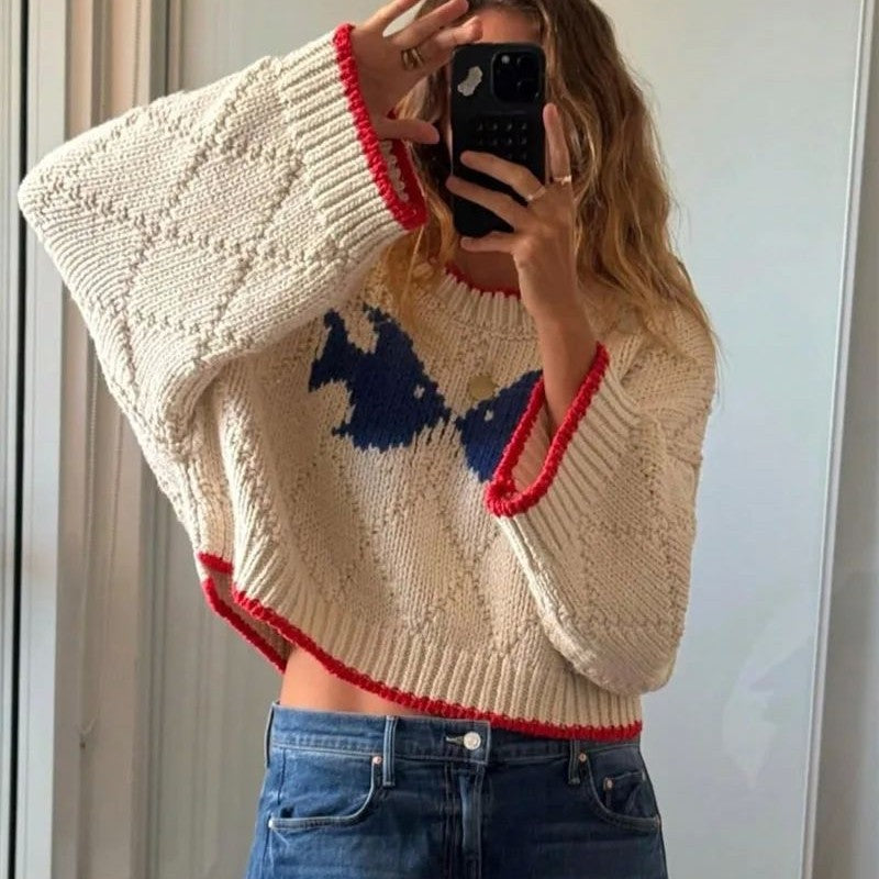 Damen Pullover mit Rundhalsausschnitt und angeschnittenen Ärmeln - 8 - Trendlinie