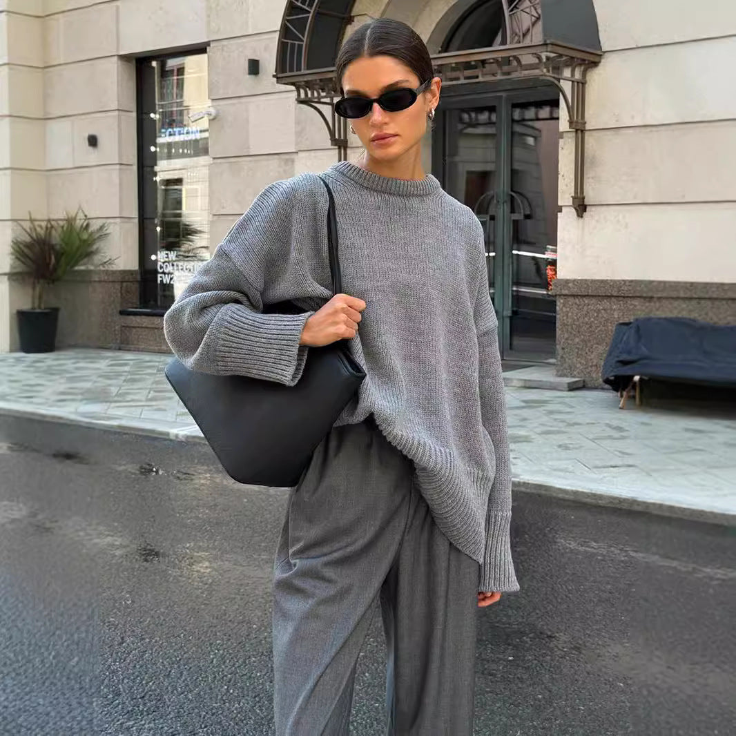 Damen Pullover mit lockerem Schnitt und Rundkragen - 1 - Trendlinie