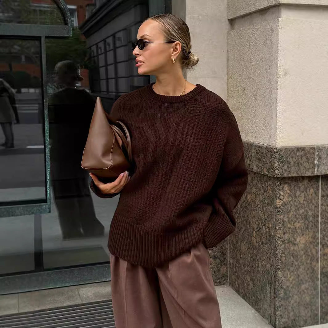 Damen Pullover mit lockerem Schnitt und Rundkragen - 2 - Trendlinie