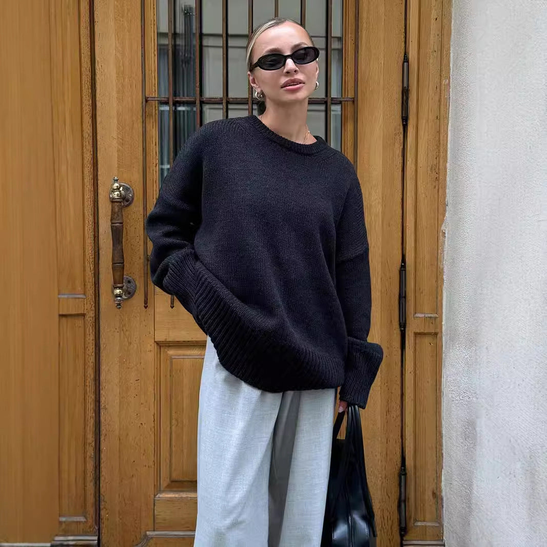 Damen Pullover mit lockerem Schnitt und Rundkragen - 7 - Trendlinie