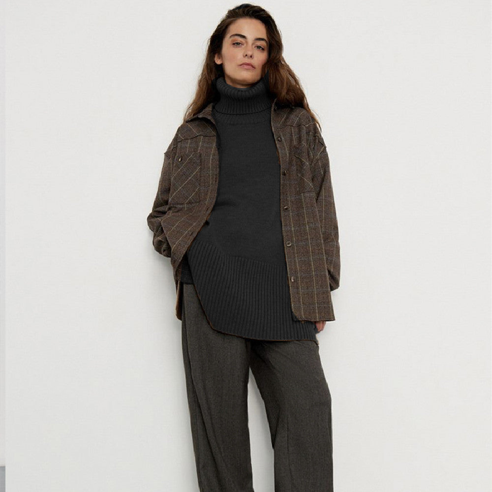 Damen Pullover mit Stehkragen und lockerem Schnitt - 1 - Trendlinie