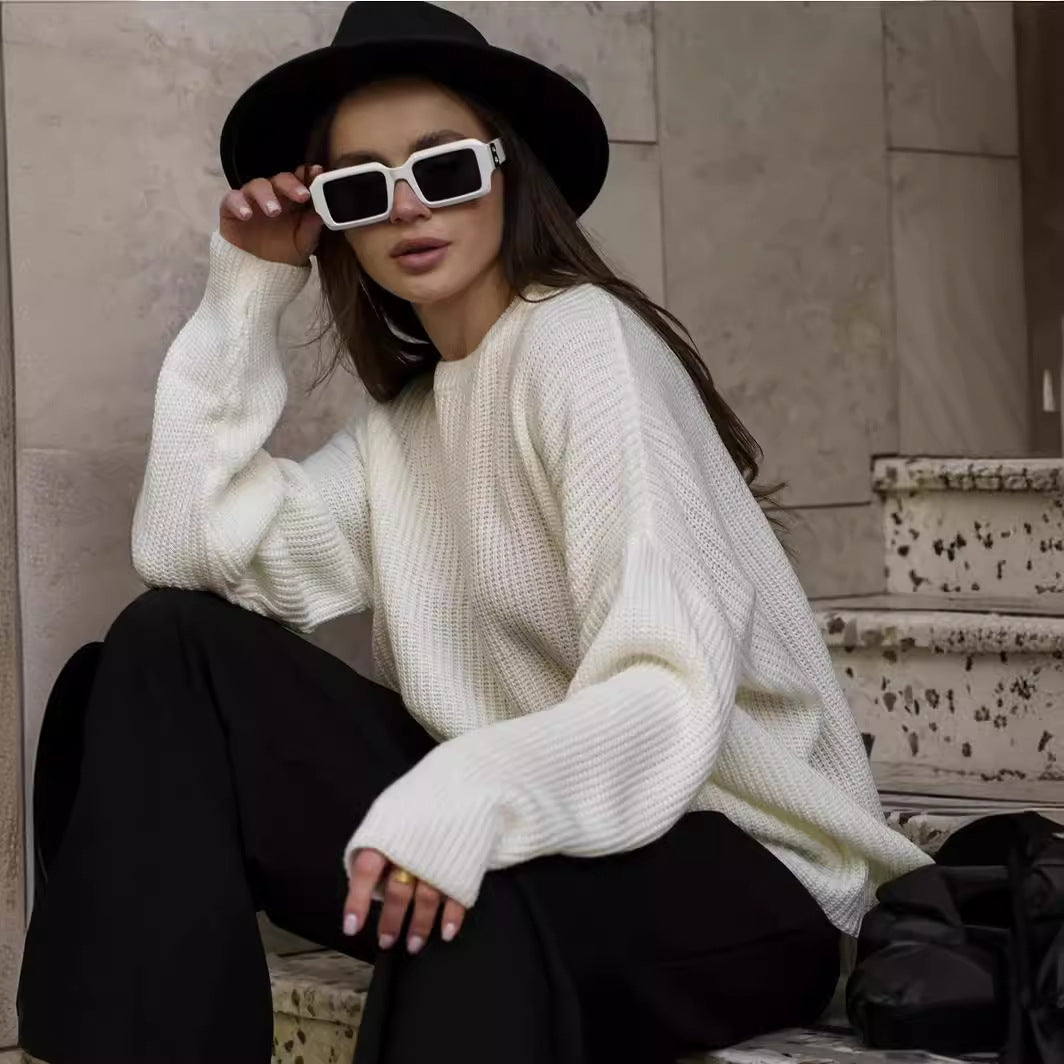 Damen Pullover mit Rundhalsausschnitt und lockerer Passform - 1 - Trendlinie