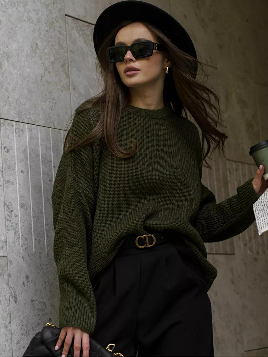 Damen Pullover mit Rundhalsausschnitt und lockerer Passform - 2 - Trendlinie