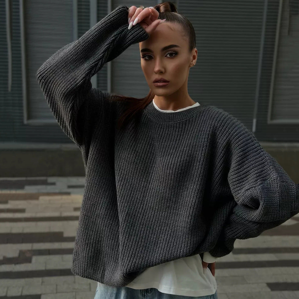 Damen Pullover mit Rundhalsausschnitt und lockerer Passform - 3 - Trendlinie