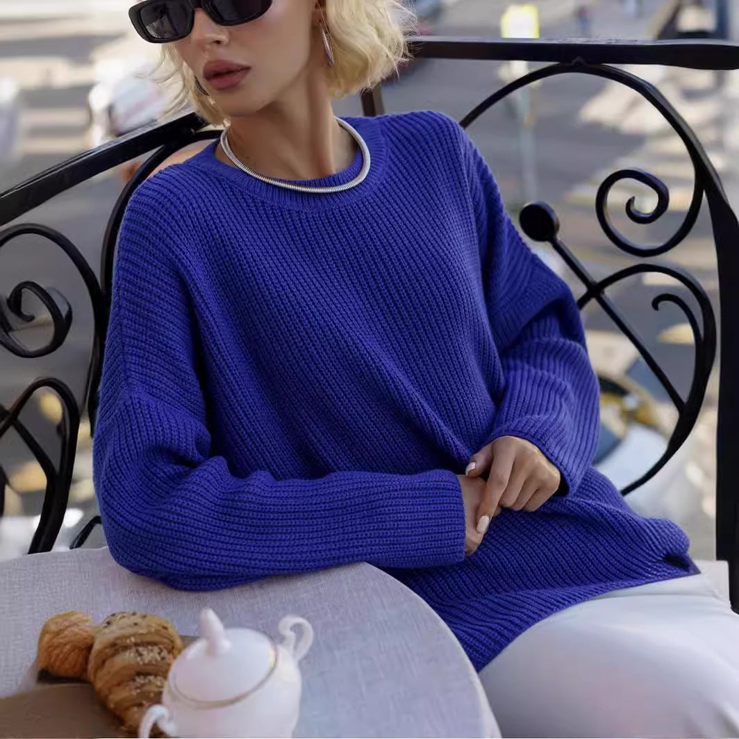 Damen Pullover mit Rundhalsausschnitt und lockerer Passform - 4 - Trendlinie
