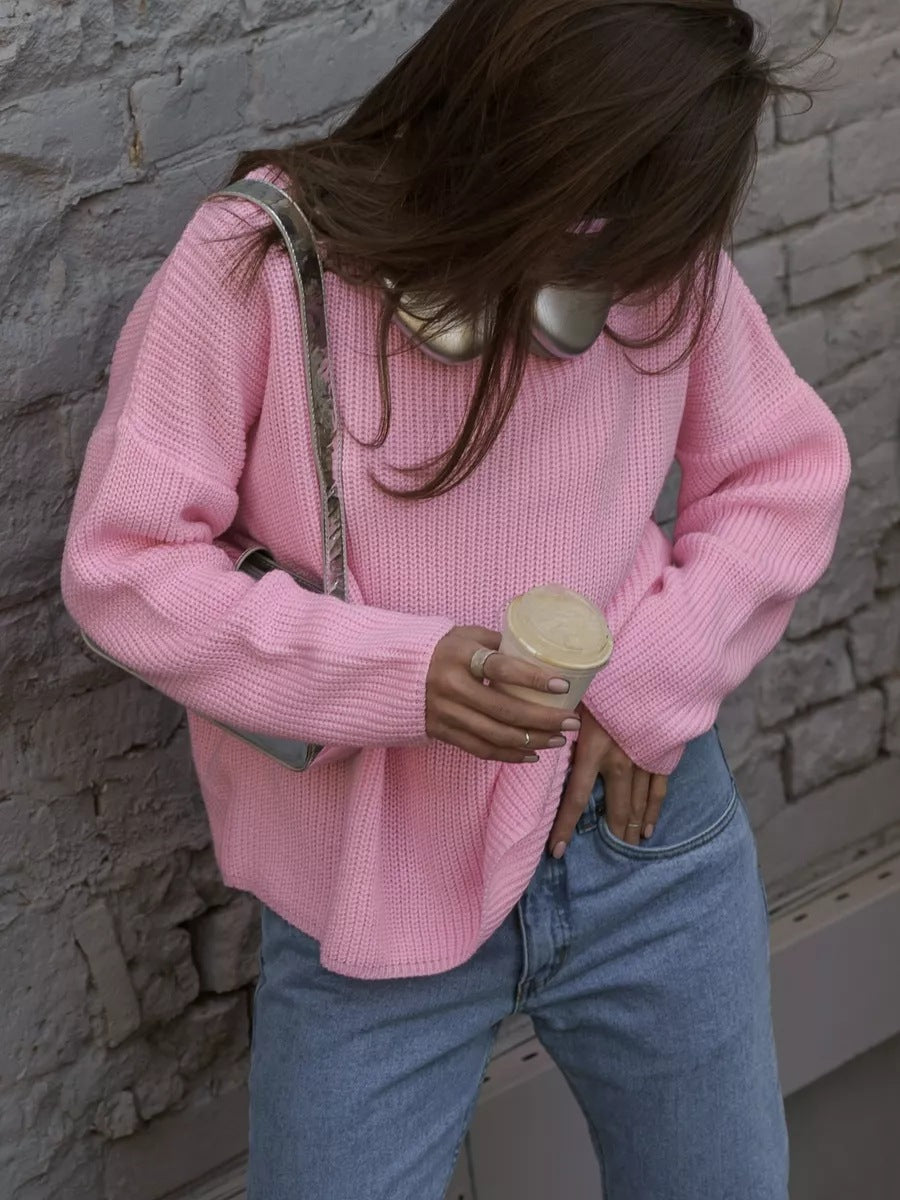 Damen Pullover mit Rundhalsausschnitt und lockerer Passform - 5 - Trendlinie