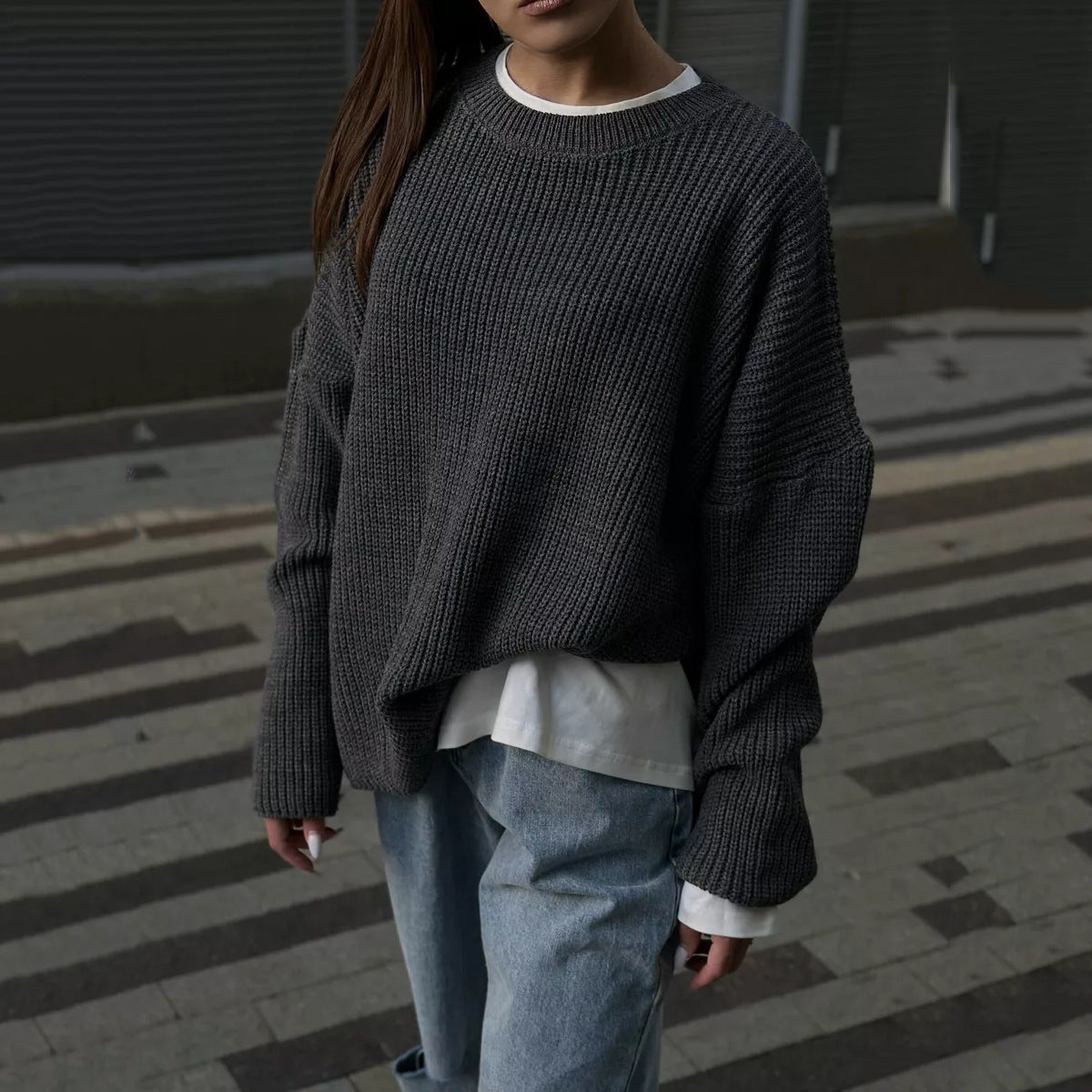 Damen Pullover mit Rundhalsausschnitt und lockerer Passform - 10 - Trendlinie