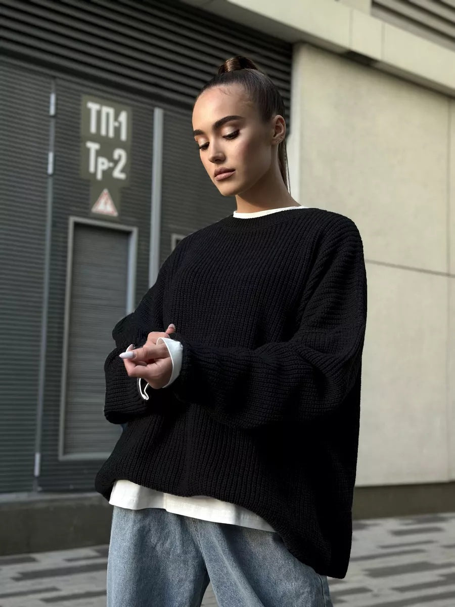 Damen Pullover mit Rundhalsausschnitt und lockerer Passform - 11 - Trendlinie