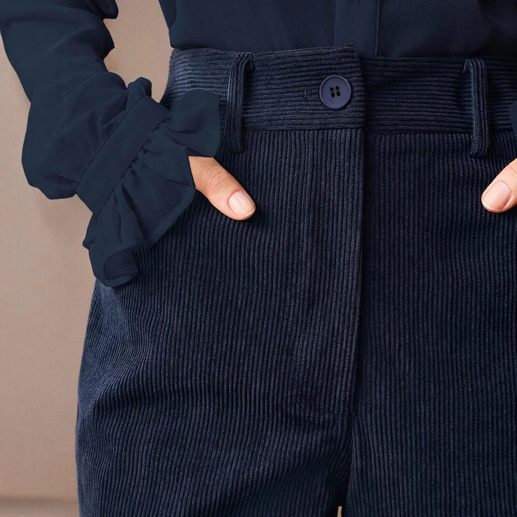 Weite Hose Damen mit Hohem Bund und Eleganter Silhouette - 4 - Trendlinie