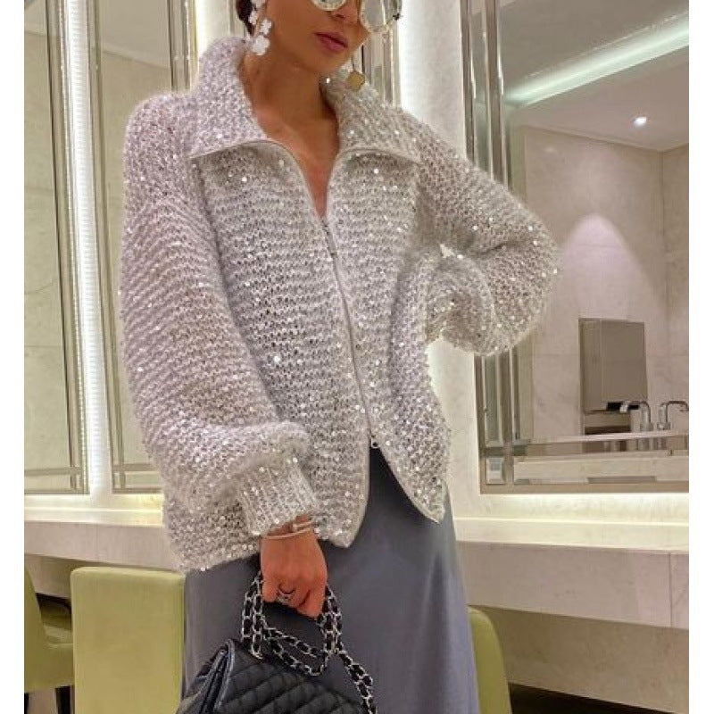 Femininer Cardigan Damen mit lässigem Schnitt und Glitzer-Details - 2 - Trendlinie