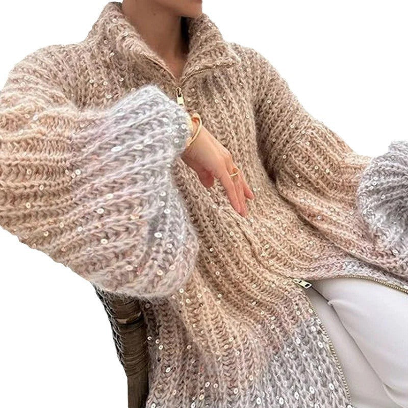 Femininer Cardigan Damen mit lässigem Schnitt und Glitzer-Details - 10 - Trendlinie